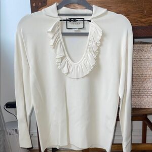 Gucci Women's Ivory Ruffle Blouse